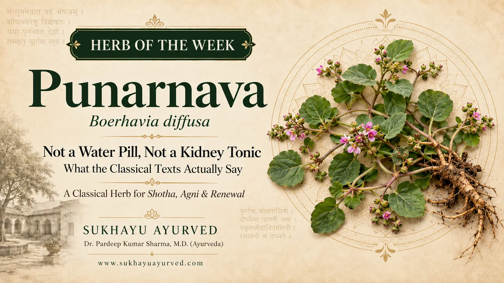 Punarnava: Not a Water Pill, Not a Kidney Tonic — What the Classical Texts Actually Say